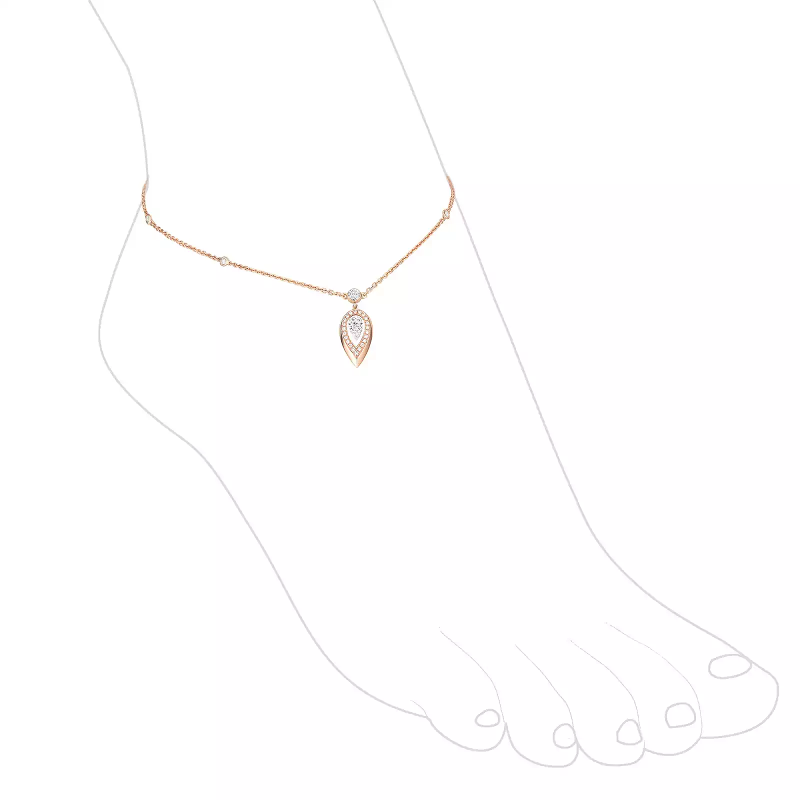 Fiery ankle bracelet Pink Gold For Her Diamond Bracelet 14138-PG