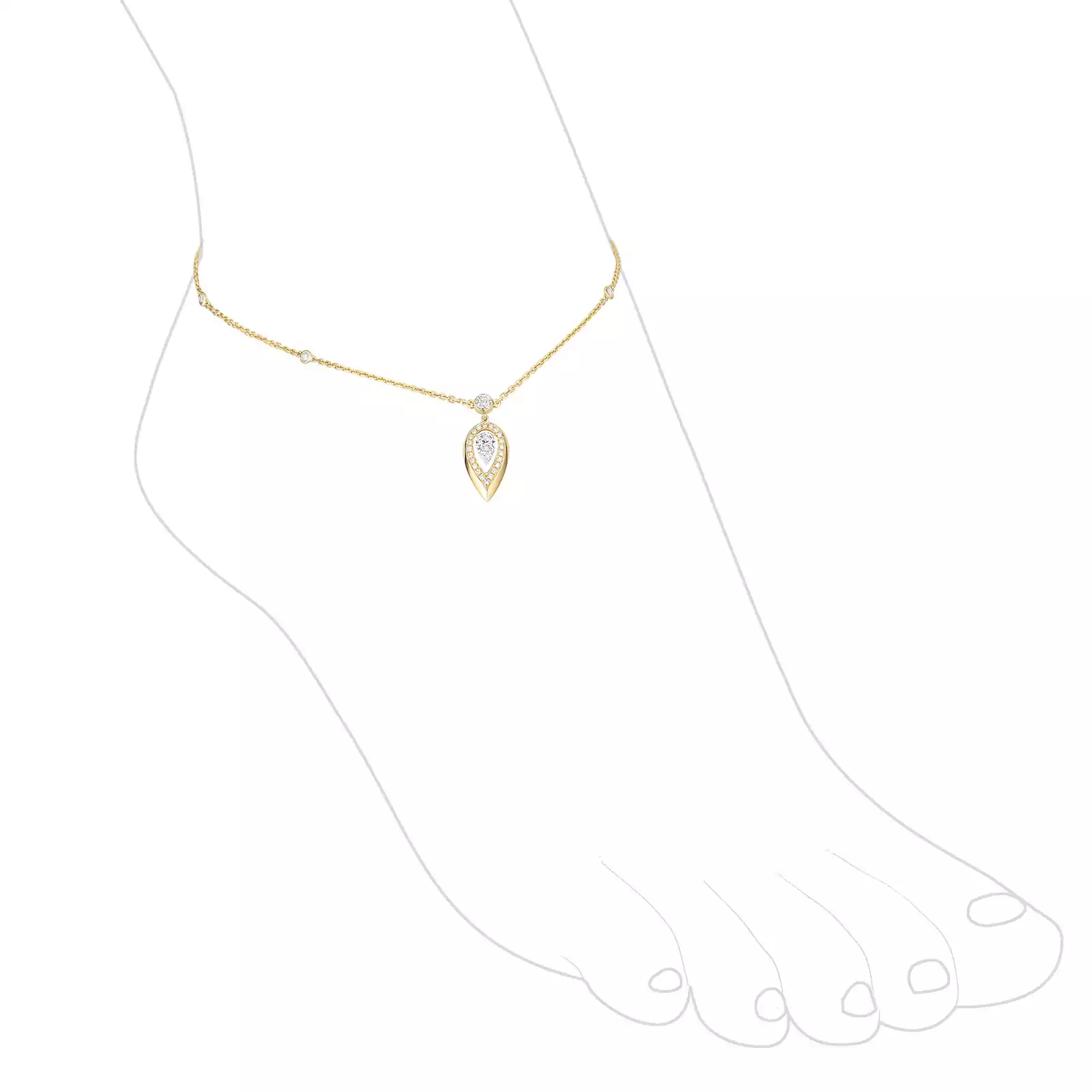 Bracelet For Her Yellow Gold Diamond Fiery ankle bracelet 14138-YG