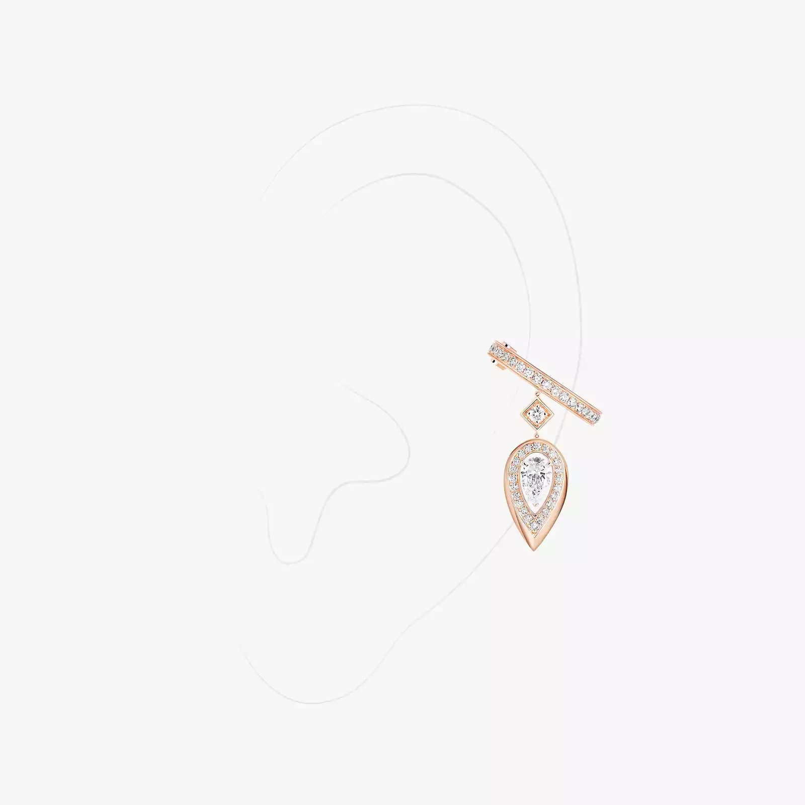 Boucles d'oreilles Femme Or Rose Diamant Clip Fiery 0,10ct 13172-PG