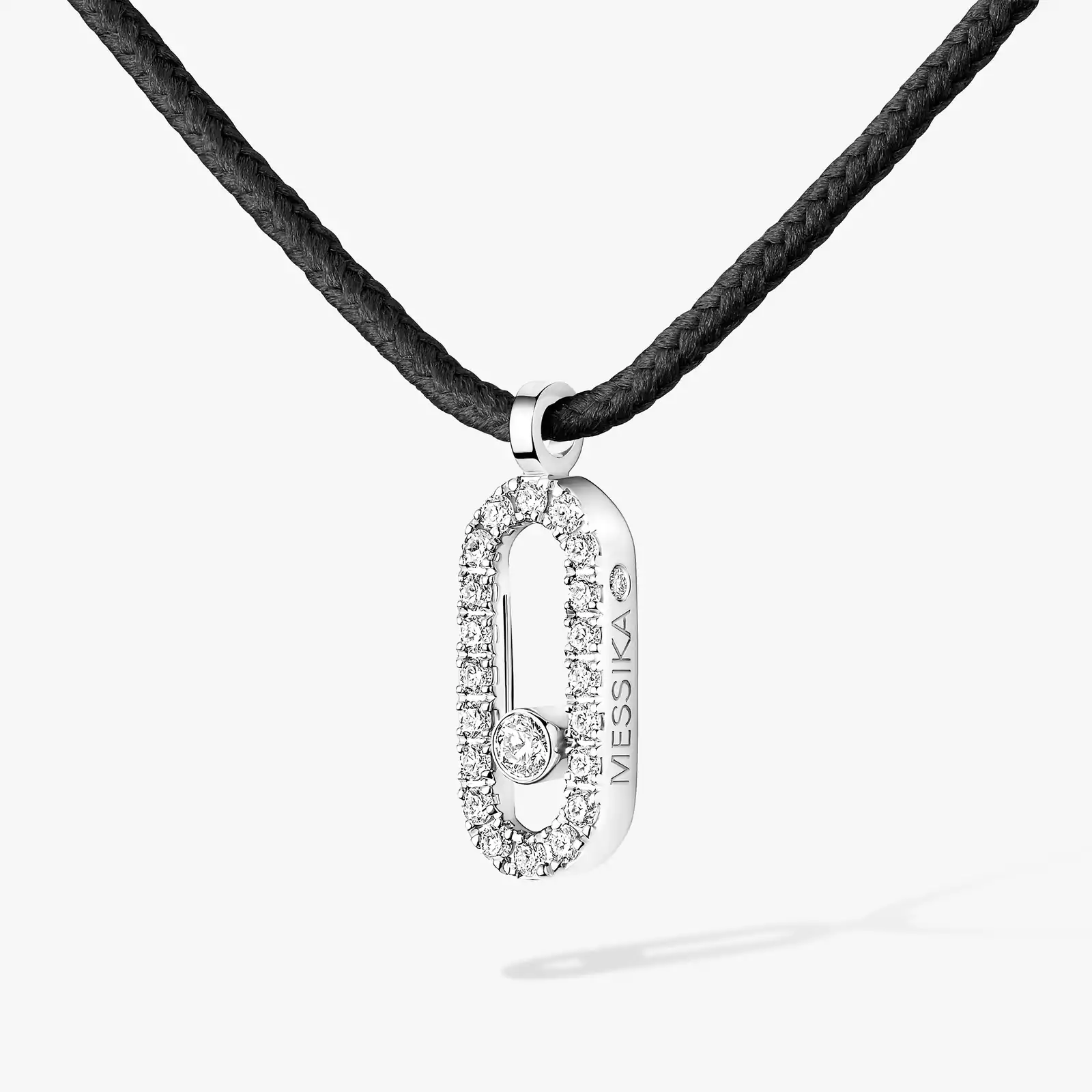 Necklace For Her White Gold Diamond Messika CARE(S) Black Cord Pavé Necklace 14142-WG