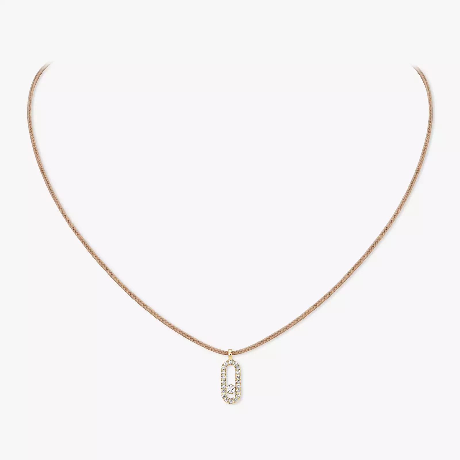 Necklace For Her Yellow Gold Diamond Messika CARE(S) Beige Cord Pavé Necklace 14105-YG