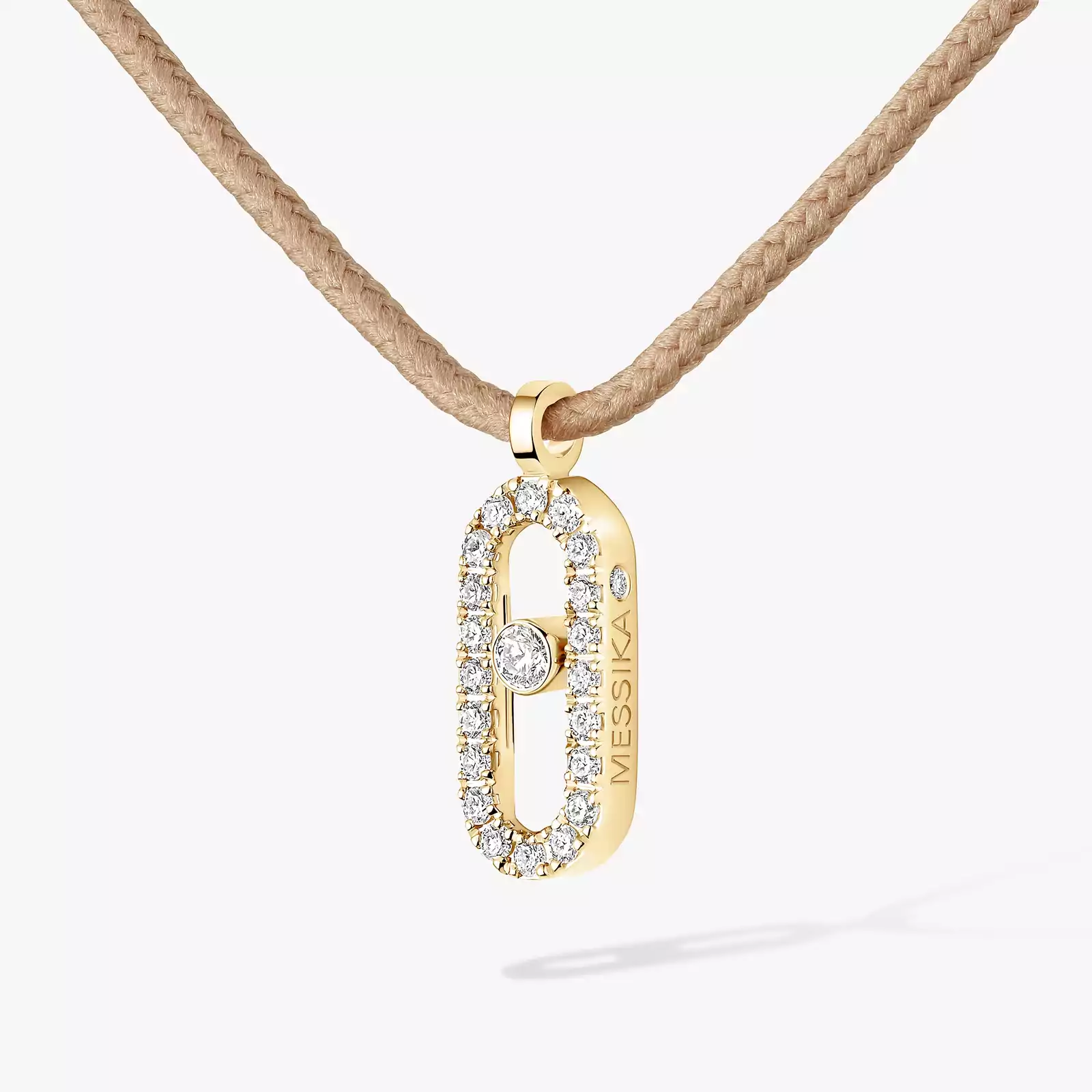 Necklace For Her Yellow Gold Diamond Messika CARE(S) Beige Cord Pavé Necklace 14105-YG