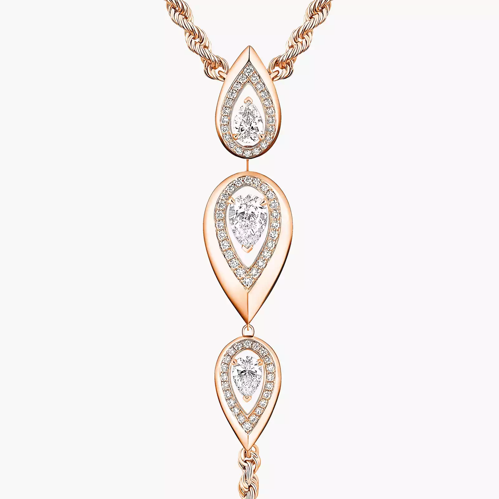 Fiery Tie Necklace Pink Gold For Her Diamond Necklace 13793-PG