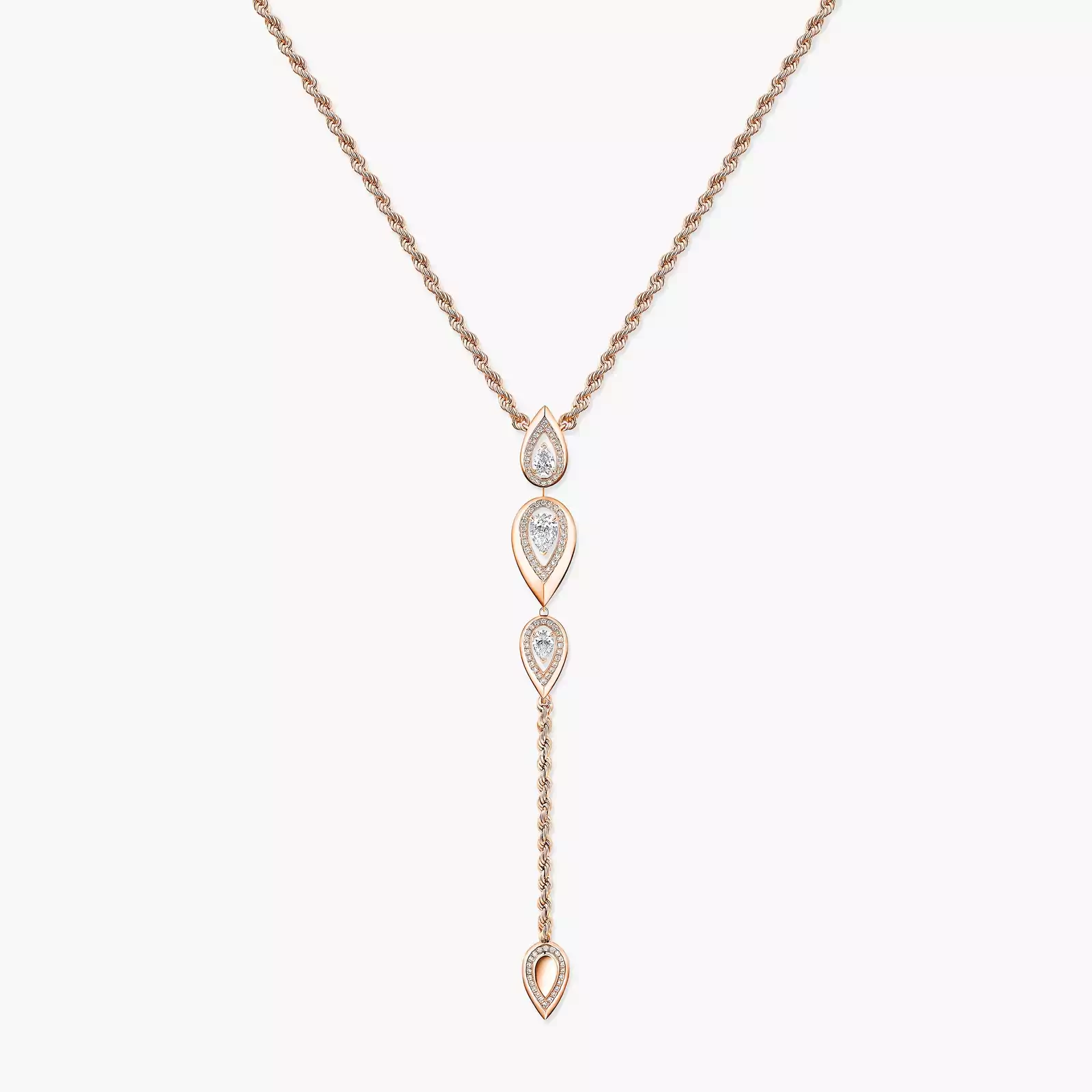 Fiery Tie Necklace Pink Gold For Her Diamond Necklace 13793-PG