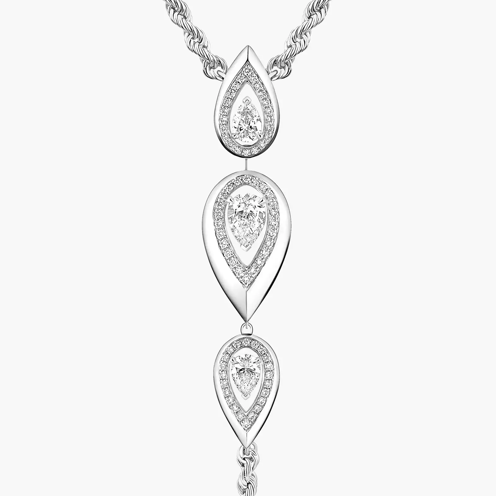 Collier Femme Or Blanc Diamond Fiery Cravate 13793-WG