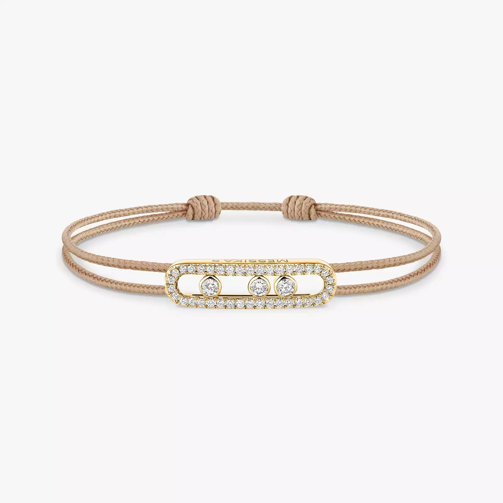 Bracelet For Her Yellow Gold Diamond Messika CARE(S) Beige Pavé Cord Bracelet 14102-YG