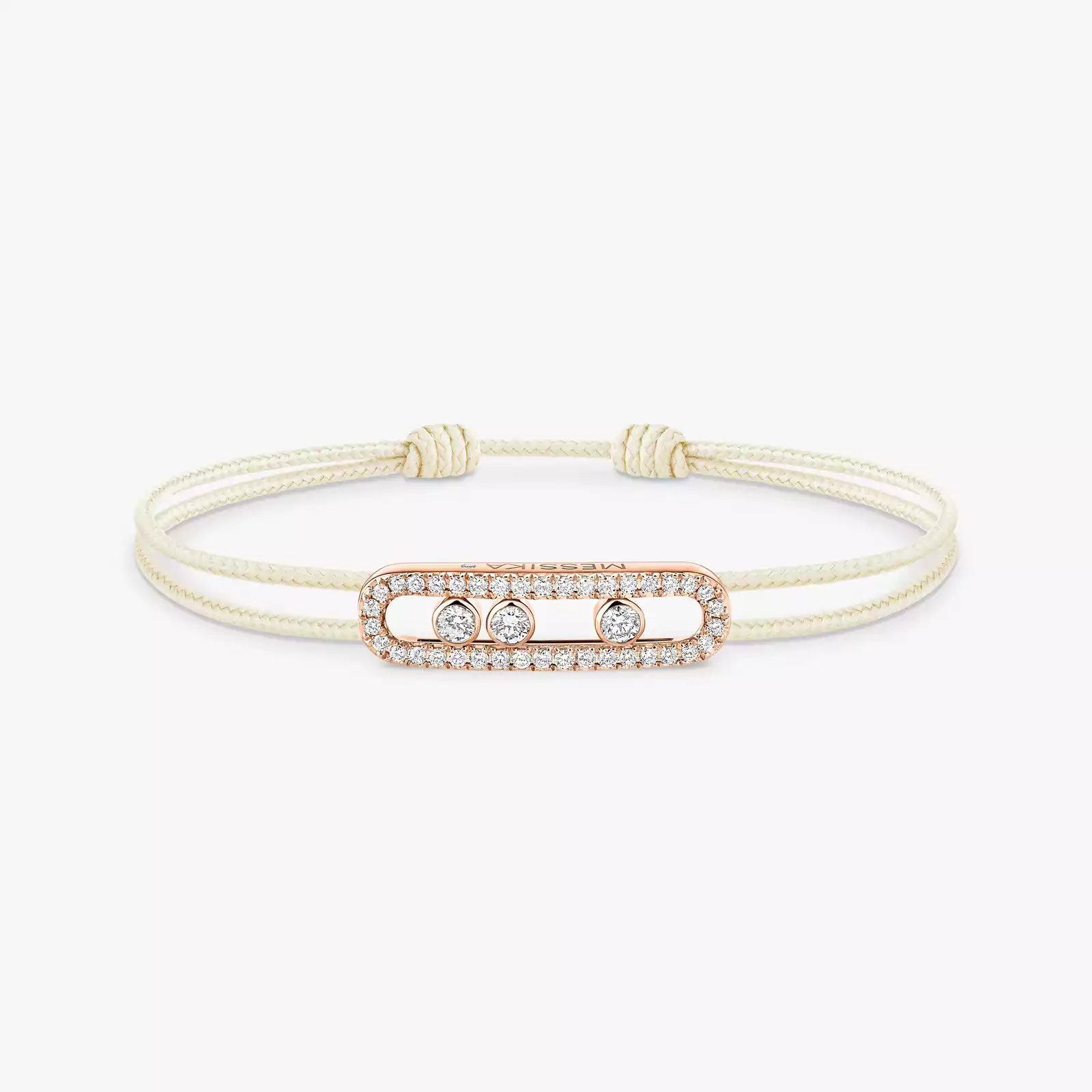 Messika CARE(S) Cream Cord Pavé Bracelet Pink Gold For Her Diamond Bracelet 14101-PG