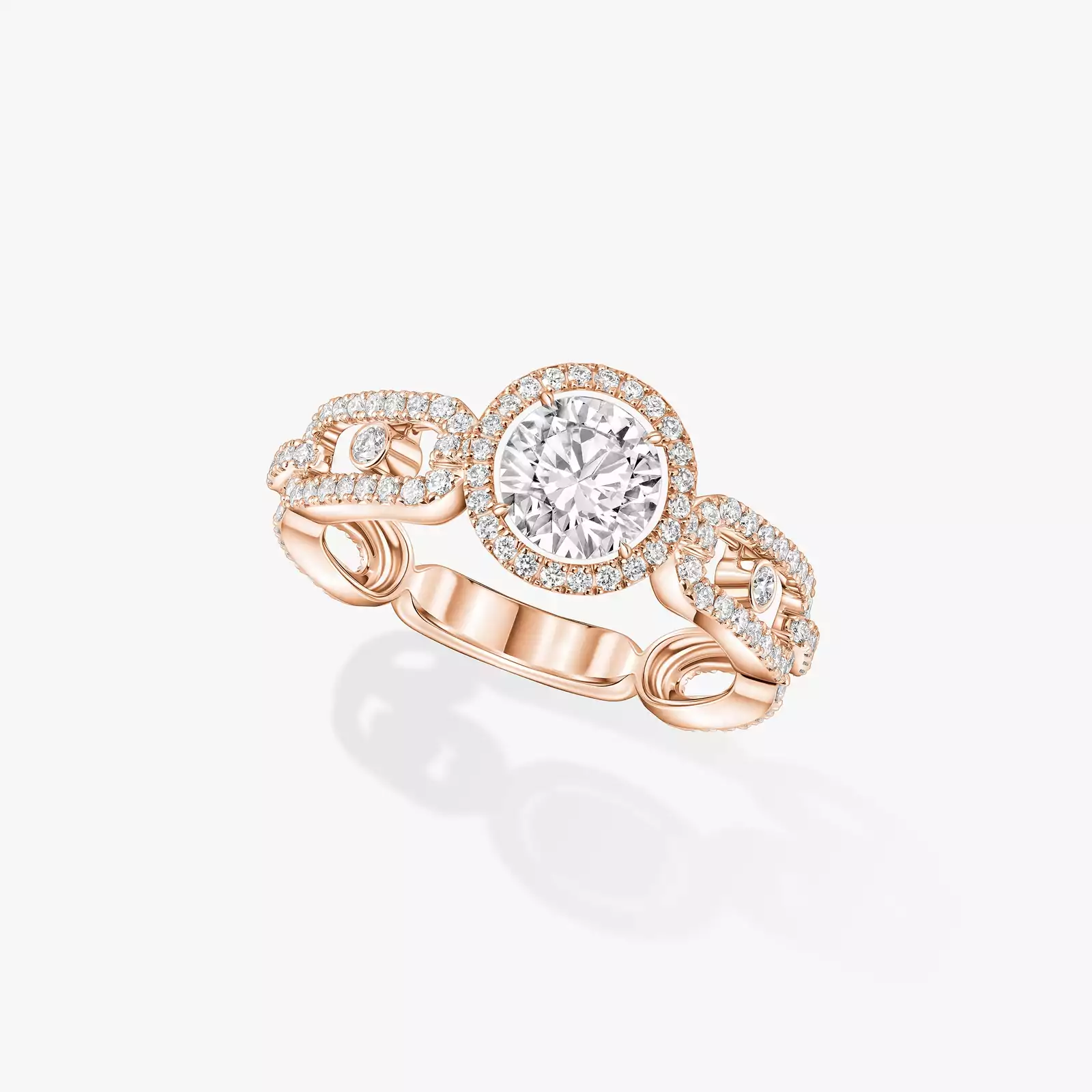 Move Link Solitaire 0.70ct Pink Gold For Her Diamond Ring 13749-PG