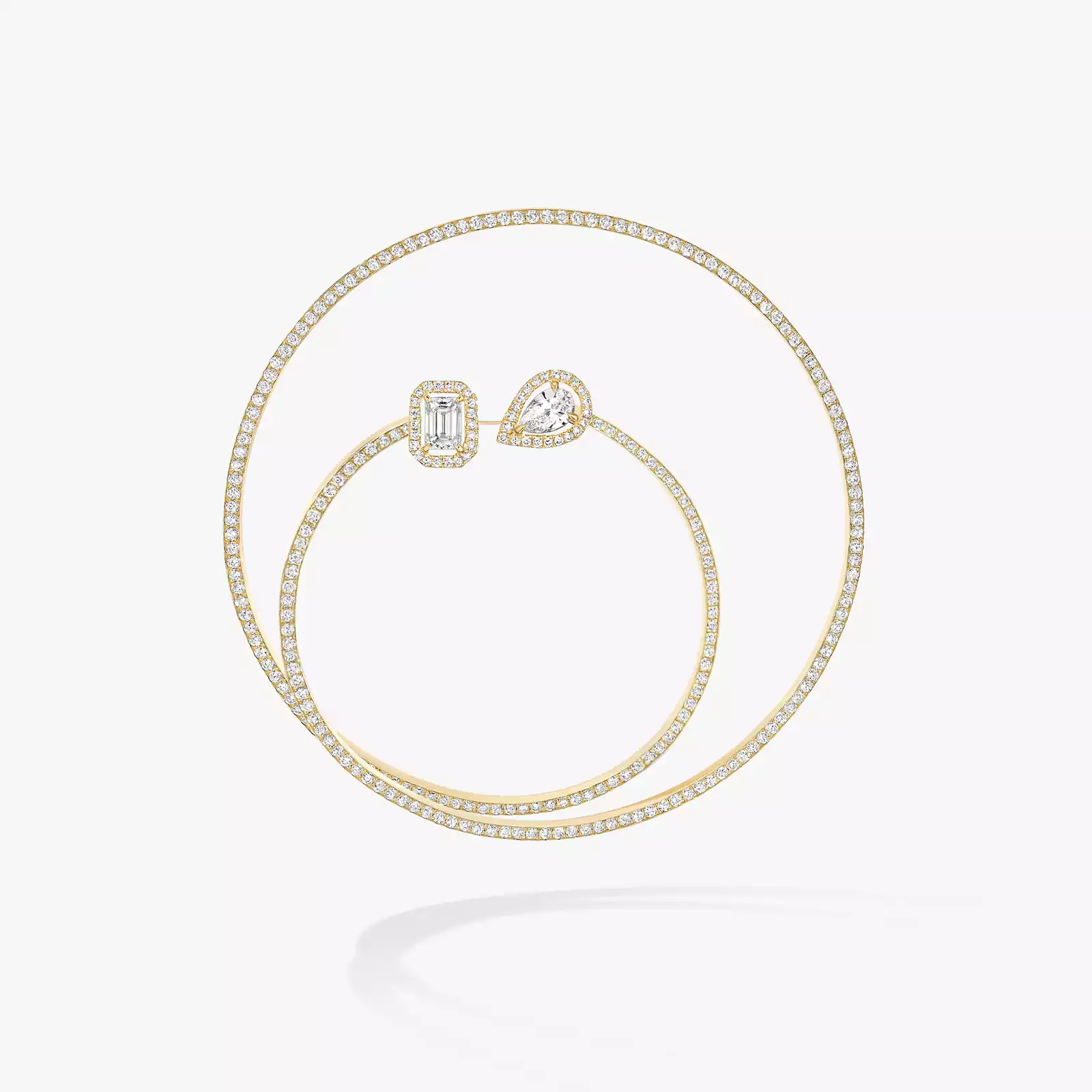 Pendiente Mujer Oro amarillo Diamante Pendiente individual de aro en espiral con pavé My Twin 0,10 ct x2 07444-YG