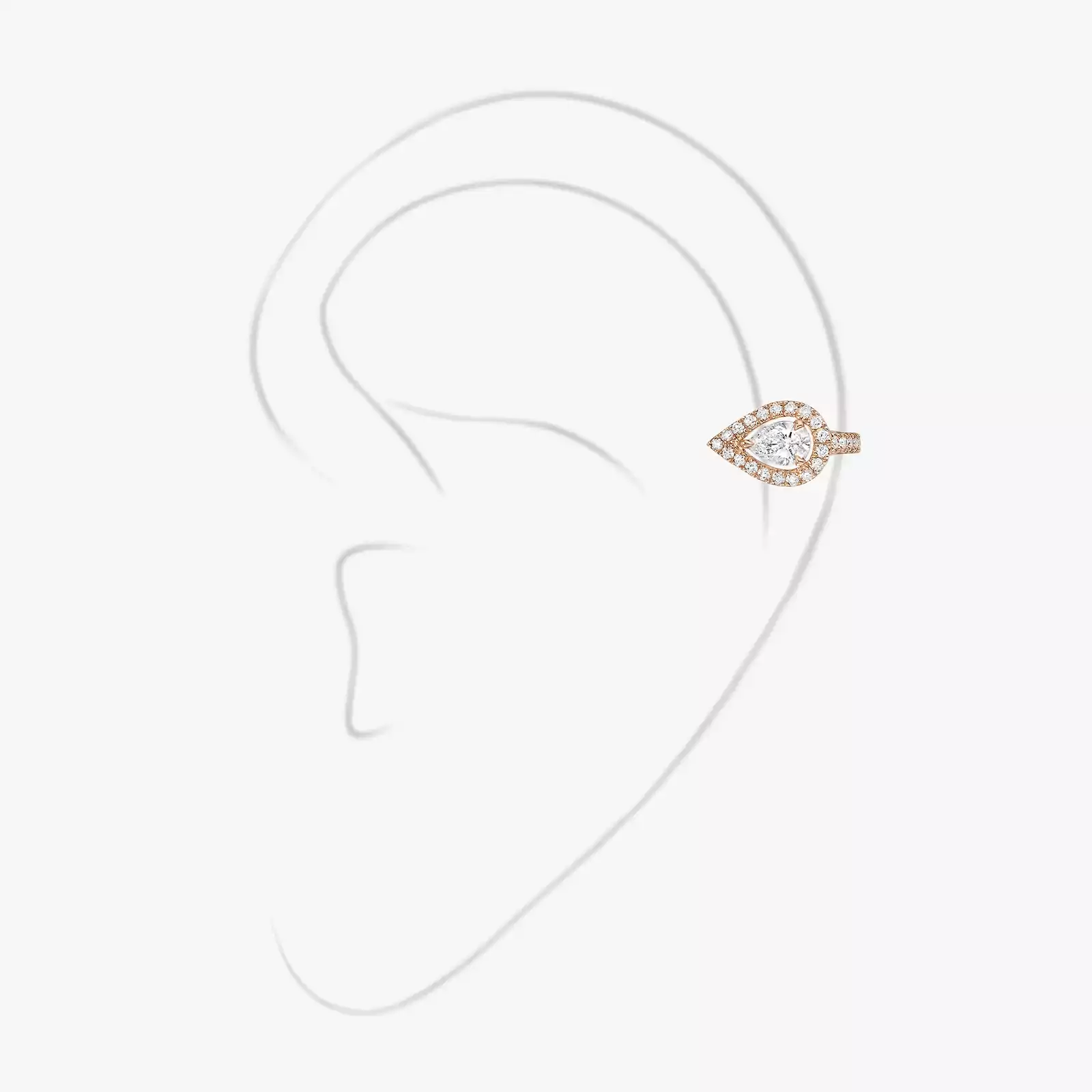 الأقراط امرأة ذهب وردي الماس My Twin Top Mono Earring Pear Diamond 0.15ct 07442-PG