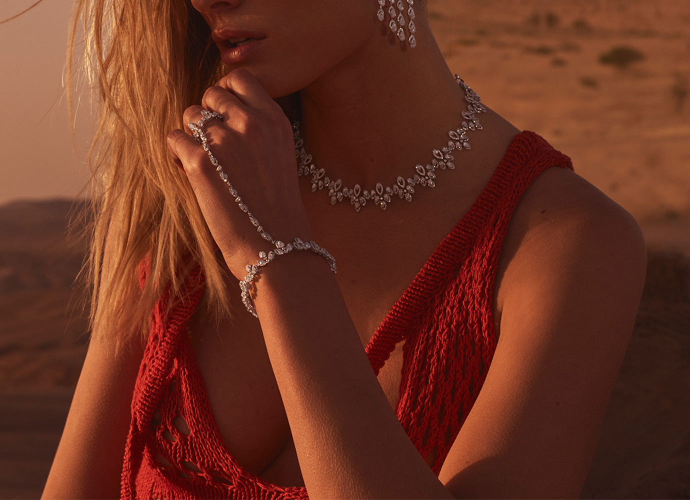 White gold and diamond high jewelry Desert Bloom